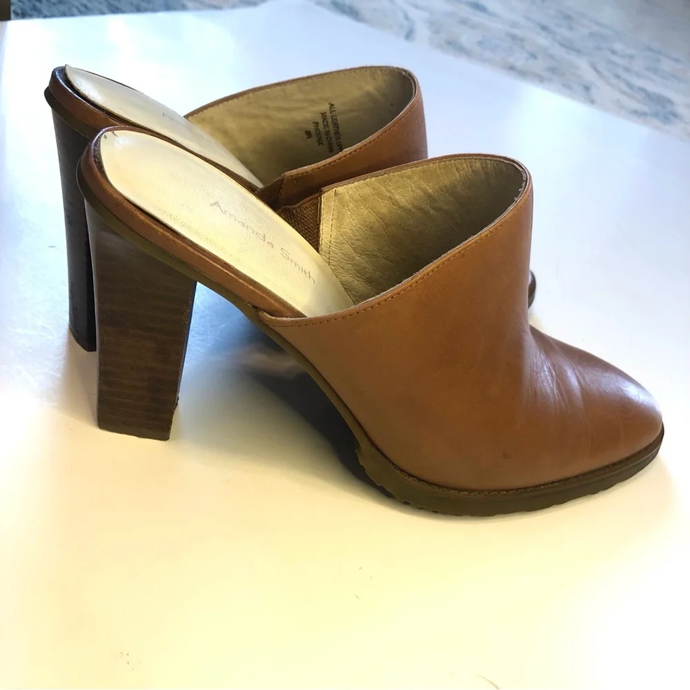 Amanda Smith Smooth Leather High Heeled Mules Size 8 Gently Used - Picture 11 of 11